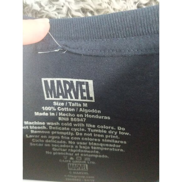 DISNEY MARVEL Captain America Graphic Shirt Mens SZ M Navy Short Sleeve Avengers - Picture 6 of 6